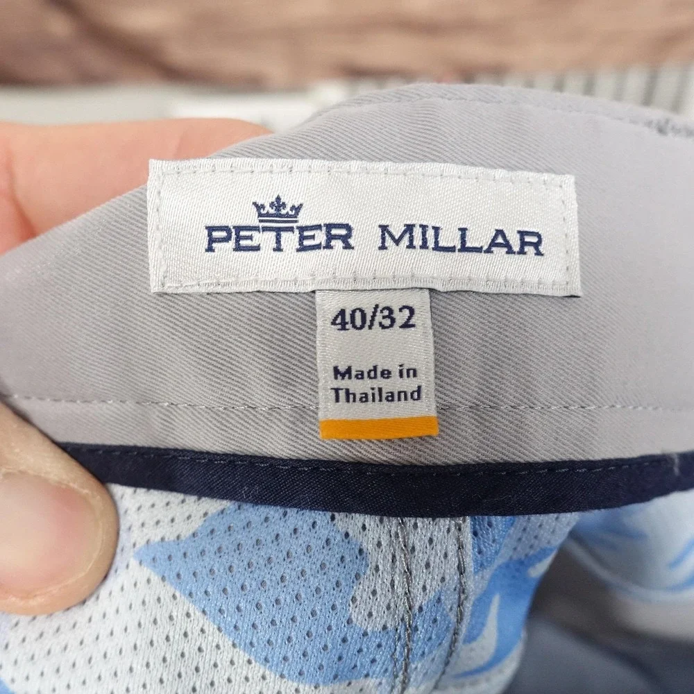 Peter Millar Golf Pants Mens 40x32 Gray Microfiber 5 Pocket Casual Business